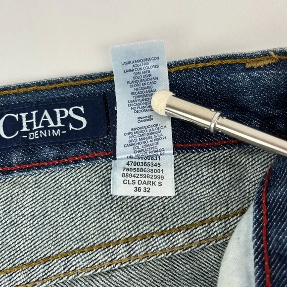 NWT Men’s Chaps Straight Fit Denim Jeans Medium Dark Blue Wash 36” x 32” - Picture 8 of 16